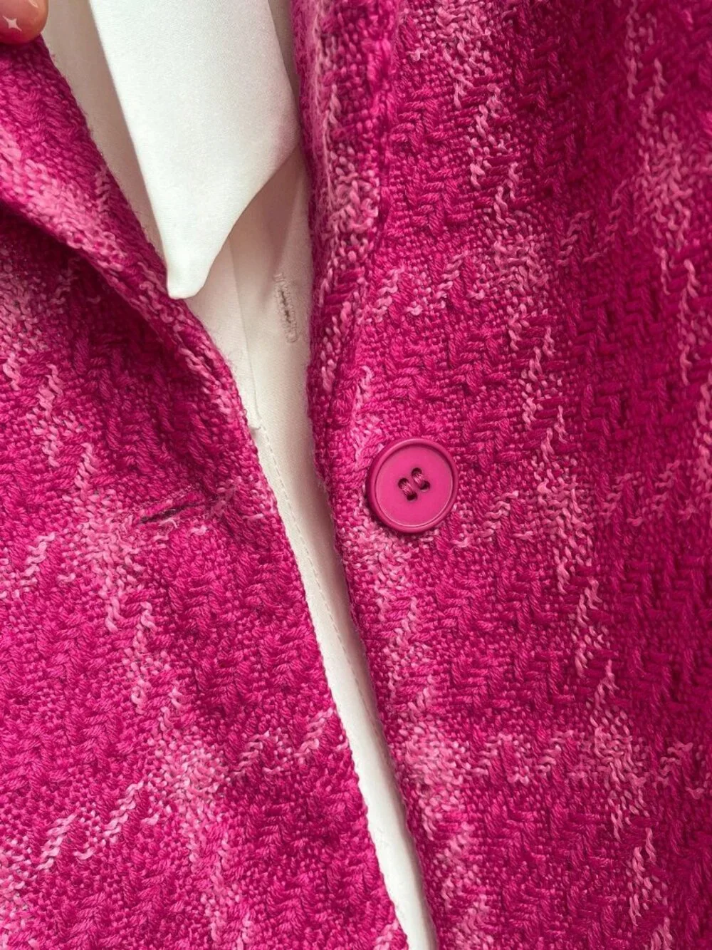 Pink Casual Women's Plus Size Elegant Plaid Long Sleeve Warm Blazer Jacket